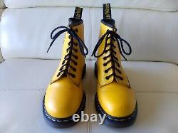 #2 Doc Dr Martens Yellow Logo Boots Smooth Leather Rare Unisex Size 6uk Usw8 M7