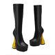 2022 Autumn And Winter Stretch Microfiber Shoes High Heels Black Platform Boots
