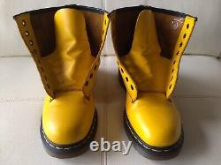 #3 Doc Dr Martens Yellow Logo Boots Smooth Leather Rare Unisex Size 6uk Usw8 M7