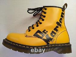 #4 Doc Dr Martens Yellow Logo Boots Smooth Leather Rare Unisex Size 6uk Usw8 M7