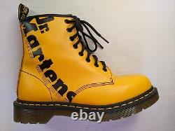 #4 Doc Dr Martens Yellow Logo Boots Smooth Leather Rare Unisex Size 6uk Usw8 M7