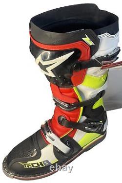 482-40212 ALPINESTARS TECH 8 RS BOOTS BLACK/RED/YELLOWithWHITE SZ 12
