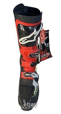 482-40212 ALPINESTARS TECH 8 RS BOOTS BLACK/RED/YELLOWithWHITE SZ 12