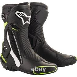 Alpinestars SMX Plus V2 Boots, Black/White/Flo Yellow All Sizes