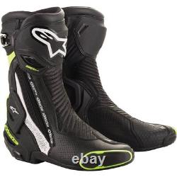 Alpinestars SMX Plus V2 Vented Boots, Black/White/Flo Yellow All Sizes