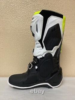 Alpinestars Tech 10 Boots Black/White/Yellow Size 9 PN #482-01409 / #L269