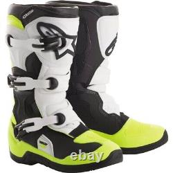 Alpinestars Tech 3S Youth Boots, Black/White/Flo Yellow All Sizes