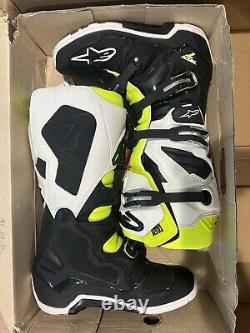 Alpinestars Tech 7 Black White Yellow Enduro Motocross Boots Size 10