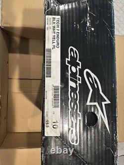 Alpinestars Tech 7 Black White Yellow Enduro Motocross Boots Size 10