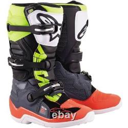 Alpinestars Tech 7S Youth Boots, Black/Grey/Red/Flo Yellow All Sizes