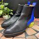 Auth Issey Miyake Un United Leather Boots Cubic Bootie 40 Black Blue Yellow