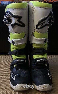 Barely Used Alpinestars Tech 5 Boots Black/White/Flow Yellow, Size 11 Men's