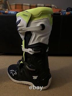 Barely Used Alpinestars Tech 5 Boots Black/White/Flow Yellow, Size 11 Men's