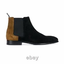 CHELSEA BOOTs Mens Short Boots Pointed Toe Color Matching Ankle Boots