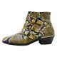 Chloe Boots Susanna Snake Print Black And Yellow Gold Studded Buckle Ankle Boots