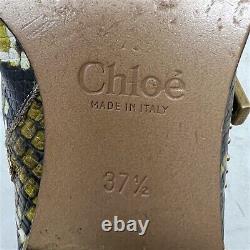 Chloe Boots Susanna Snake Print Black and Yellow Gold Studded Buckle Ankle Boots