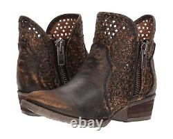 Corral Boots Circle G N7233 Womens Black/Yellow Distressed Ankle Boots Shoes 8.5