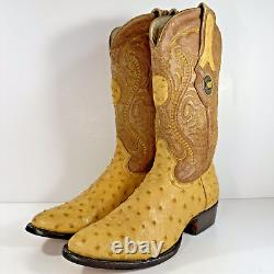 Cuadra Ostrich Yellow Leather Western Cowboy Boots Men's Size 6