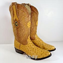 Cuadra Ostrich Yellow Leather Western Cowboy Boots Men's Size 6