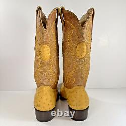 Cuadra Ostrich Yellow Leather Western Cowboy Boots Men's Size 6