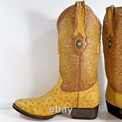 Cuadra Ostrich Yellow Leather Western Cowboy Boots Men's Size 6