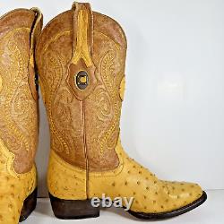 Cuadra Ostrich Yellow Leather Western Cowboy Boots Men's Size 6