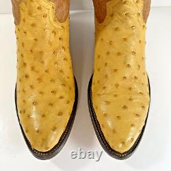 Cuadra Ostrich Yellow Leather Western Cowboy Boots Men's Size 6