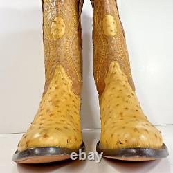 Cuadra Ostrich Yellow Leather Western Cowboy Boots Men's Size 6