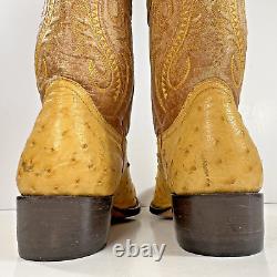 Cuadra Ostrich Yellow Leather Western Cowboy Boots Men's Size 6