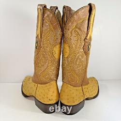 Cuadra Ostrich Yellow Leather Western Cowboy Boots Men's Size 6