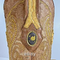 Cuadra Ostrich Yellow Leather Western Cowboy Boots Men's Size 6