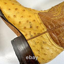 Cuadra Ostrich Yellow Leather Western Cowboy Boots Men's Size 6