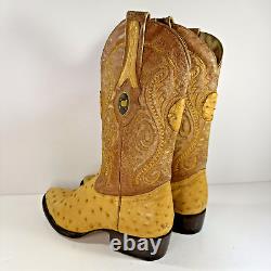 Cuadra Ostrich Yellow Leather Western Cowboy Boots Men's Size 6 Women's Size 7