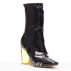 DIOR Raf Simons Runway black patent yellow lucite boots EU36