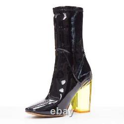 DIOR Raf Simons Runway black patent yellow lucite boots EU36