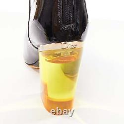 DIOR Raf Simons Runway black patent yellow lucite boots EU36