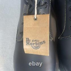 DR MARTENS 1460 MARBLED SOLE 31158001 BLACK Yellow SMOOTH LEATHER 8 Eye Boots