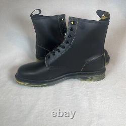 DR MARTENS 1460 MARBLED SOLE 31158001 BLACK Yellow SMOOTH LEATHER 8 Eye Boots