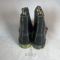 DR MARTENS 1460 MARBLED SOLE 31158001 BLACK Yellow SMOOTH LEATHER 8 Eye Boots