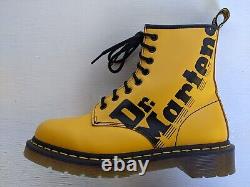 Doc Dr. Martens Yellow Logo Boots Smooth Leather Rare Unisex Size 5uk Us W7 M6