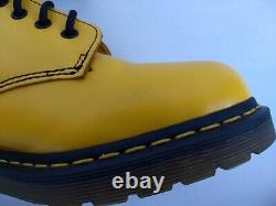 Doc Dr. Martens Yellow Logo Boots Smooth Leather Rare Unisex Size 8uk Us W10 M9
