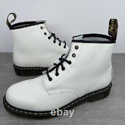 Dr. Martens 101 Yellow Stitch Smooth Leather Boots White/Black Men's Size 12