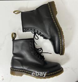 Dr Martens 1460 1822 Men Black Smooth Leather Ankle Boots 8 Eye Grooved Sides 12