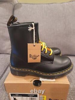 Dr. Martens 1460 Black+Green+Yellow Smooth Leather Lace Up Boots Womens Size 6