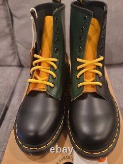 Dr. Martens 1460 Black+Green+Yellow Smooth Leather Lace Up Boots Womens Size 6