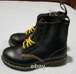 Dr. Martens 1460 Pascal Black Yellow Leather Boots Men's Size 6 / 7 Women