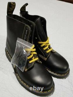 Dr Martens 1460 Pascal Black Yellow Leather Boots Men's Size 7 Size 8 Women
