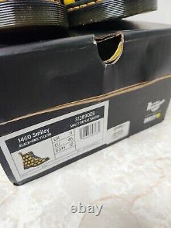 Dr. Martens 1460 SMILEY Smooth Leather Black Yellow Boot US Mens 12 New UK 11