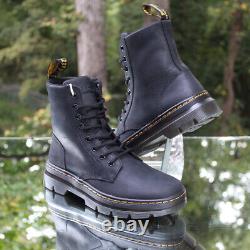 Dr. Martens Combs Black Casual Leather Boots Men's Size 8 Lace-Up 26007001