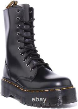 Dr Martens Jadon Hi Yellow Stich Side Zip Leather Mens Boots Black US 6 13